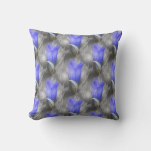 Blue Gentian Flower Nature Pattern Cushion