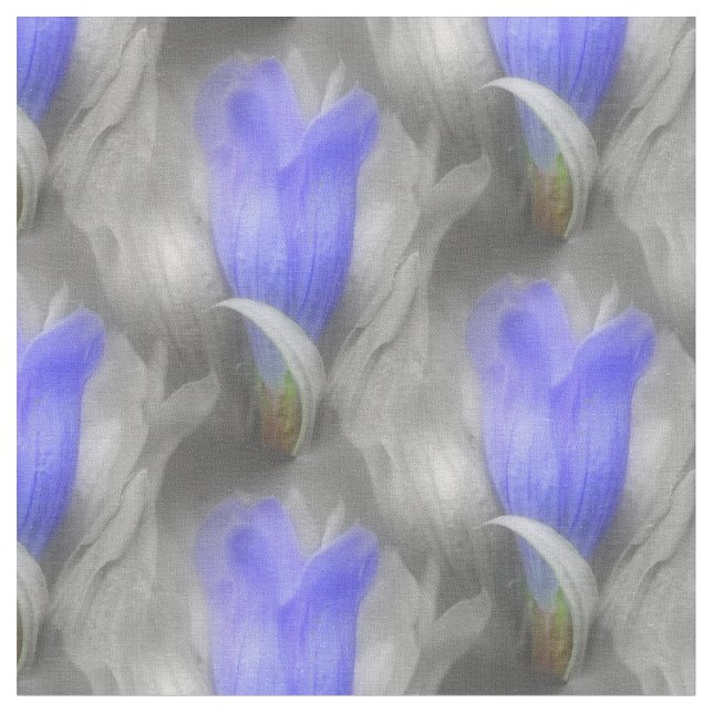 Blue Gentian Flower Nature Pattern  Fabric (Close Up)