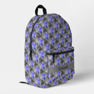Blue Gentian Flower Nature Pattern Personalised Printed Backpack