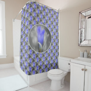 Blue Gentian Flower Nature   Shower Curtain