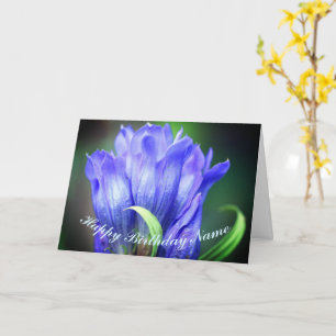Blue Gentian Flower Personalised Birthday Card