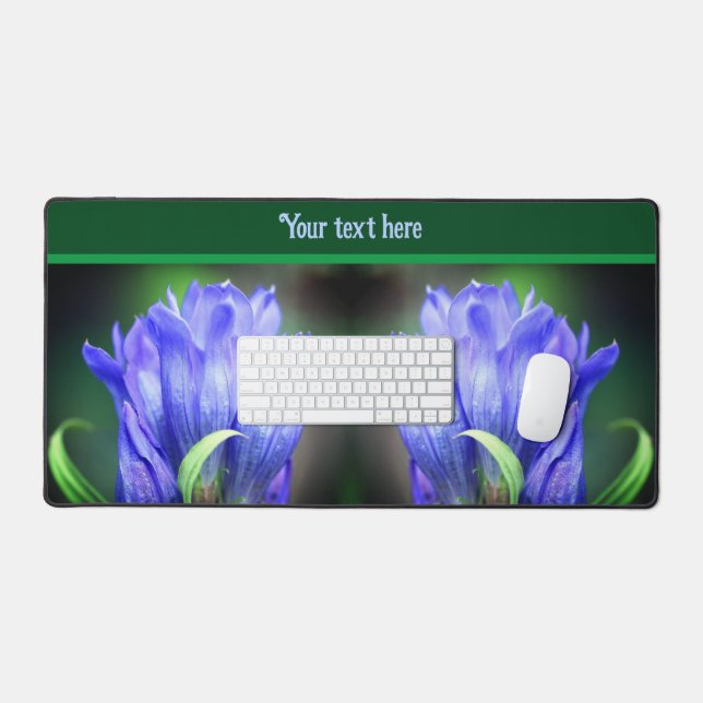 Blue Gentian Flower Personalised   Desk Mat (Keyboard & Mouse)