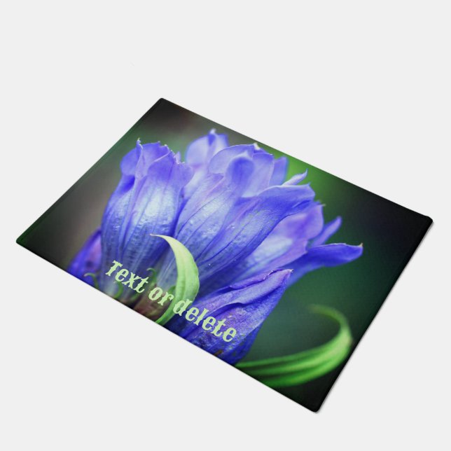 Blue Gentian Flower Personalised Doormat (Angled)
