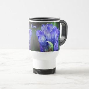 Blue Gentian Flower Personalised  Travel Mug