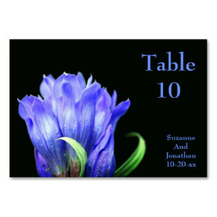 Blue Gentian Flower Personalized Wedding Table Number