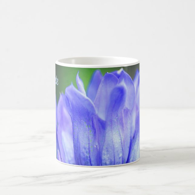 Blue Gentian Flower Petals Personalised Coffee Mug (Center)