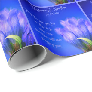 Blue Gentian Flower Wedding Personalised Wrapping Paper