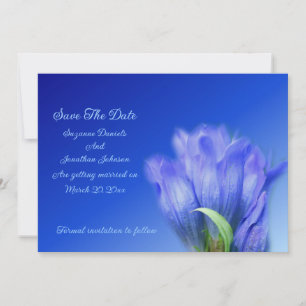 Blue Gentian Flower Wedding Save The Date