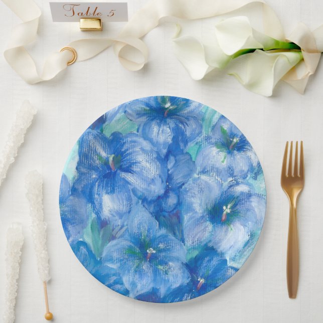 Blue Gentian Flowers   Paper Plate (Wedding)