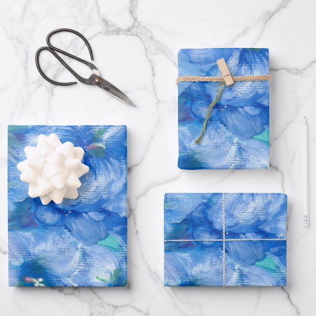 Blue Gentian Painting   Wrapping Paper Sheet (Front)