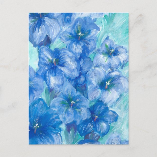 Blue Gentian Wildflower Painting  Holiday Postcard (Front)