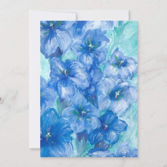 Blue Gentian Wildflower Painting  Invitation (Front)