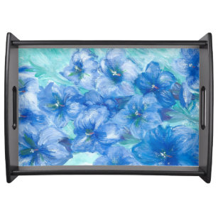 Blue Gentian Wildflower Painting                   Serving Tray