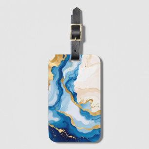 Blue geode Abstract Watercolor Luggage Tag