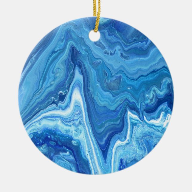 Blue Geode Ceramic Tree Decoration (Front)