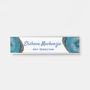 Blue Geode Office Door Sign Name Plate