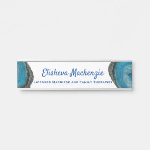 Blue Geode Office Door Sign Name Plate