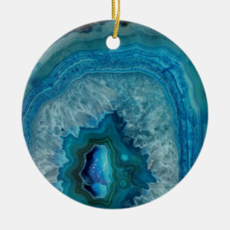 Blue Geode Rock Mineral Agate Crystal Image Ceramic Tree Decoration