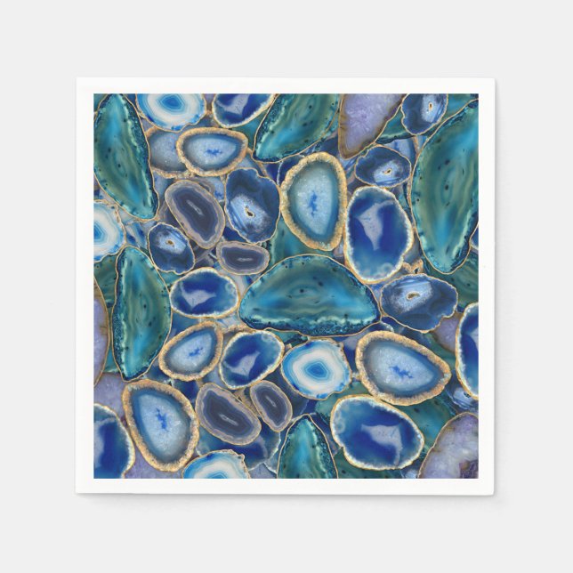 Blue Geodes crystal pattern Napkin (Front)