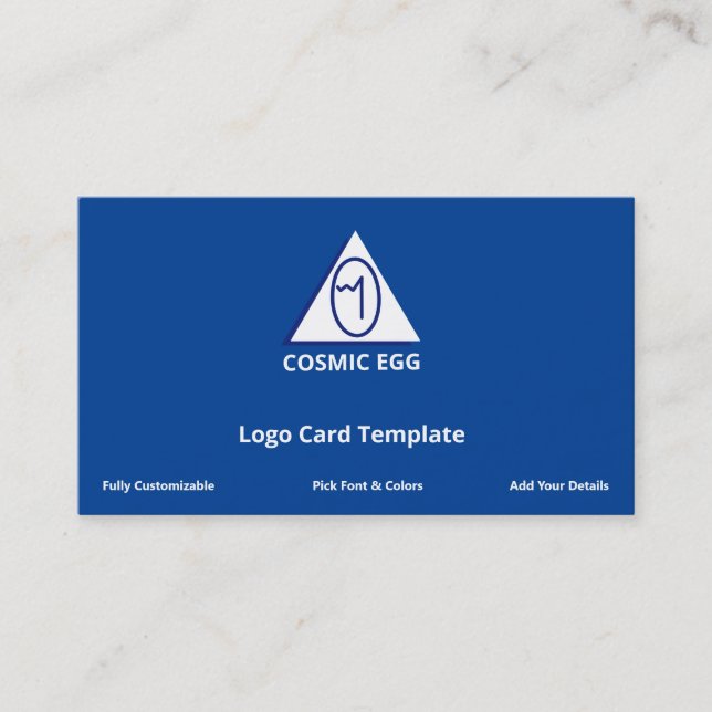 Blue Geoglyph Symbol Cosmic Egg Logo Business Card (Front)