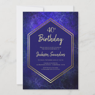 Blue Geometric 40th Birthday Party Invitation