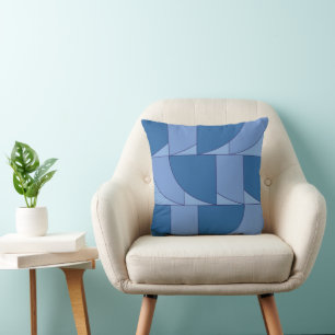 Blue Geometric Abstract Art Cushion