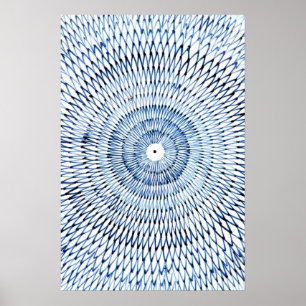 Blue Geometric Abstract Art Poster