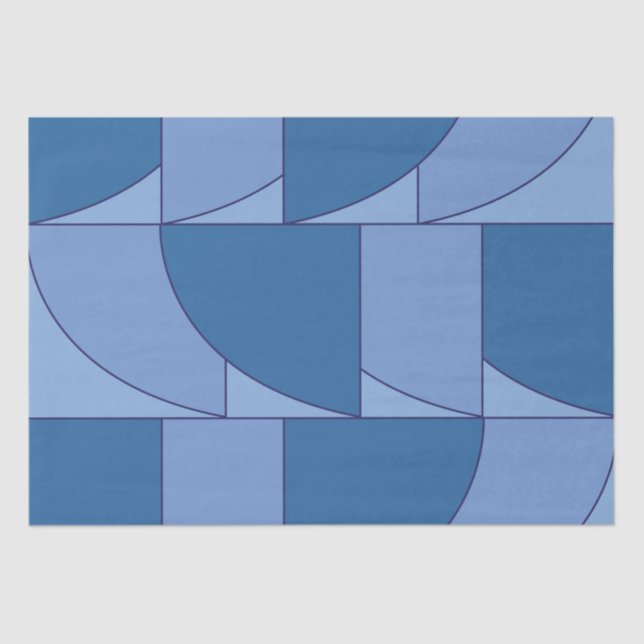 Blue Geometric Abstract Art Tissue Paper (Front)
