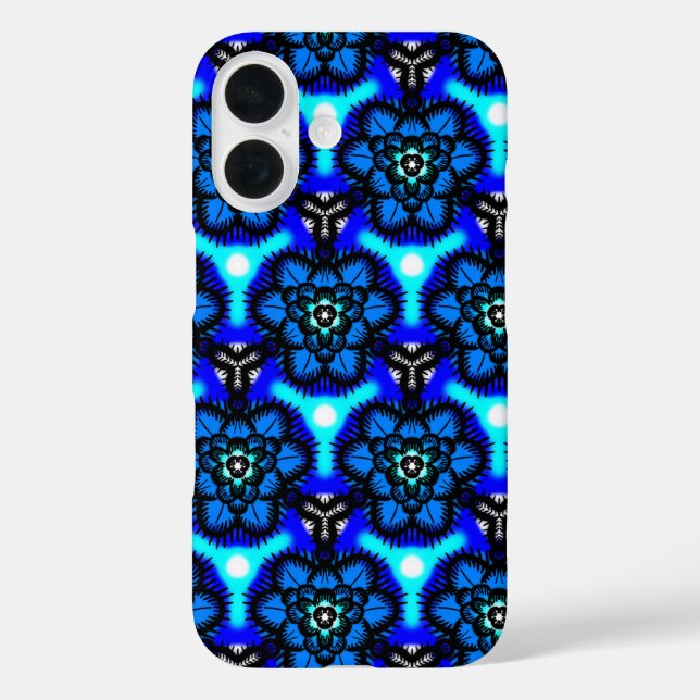 Blue Geometric Abstract Flower Pattern Playing Case-Mate iPhone Case (Back)