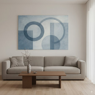 Blue Geometric Abstract Shapes Watercolor Art Canvas Print
