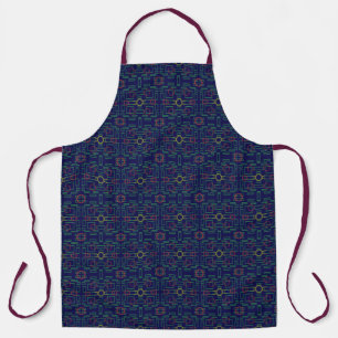 Blue Geometric All-Over Print Apron