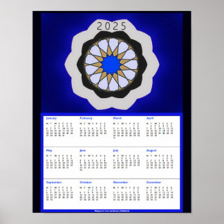 Blue geometric art 2025 Calendar Poster
