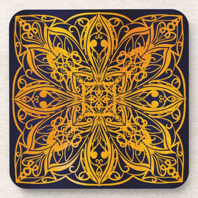 blue,geometric, chakra, modern,zen, magnetism,  coaster (Front)