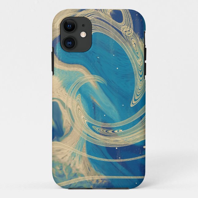 Blue Geometric Colourful Abstract Waves   Case-Mate iPhone Case (Back)