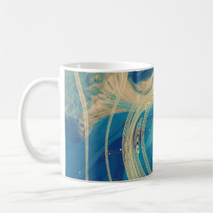 Blue Geometric Colourful Abstract Waves    Coffee Mug
