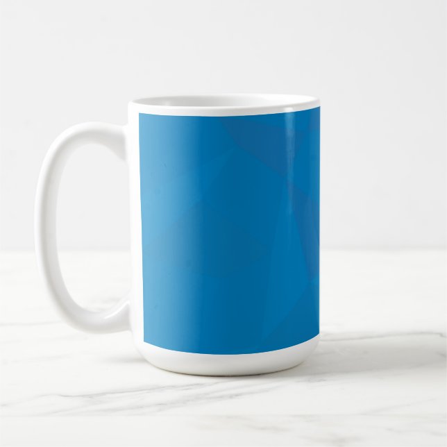 Blue, geometric, cool, unique, trendy illustration coffee mug (Left)