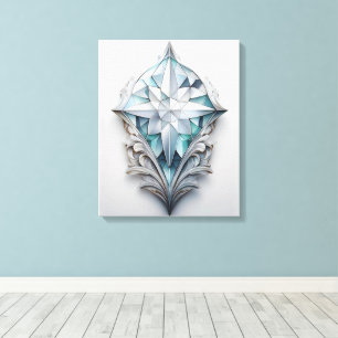 Blue geometric decorative cross canvas print
