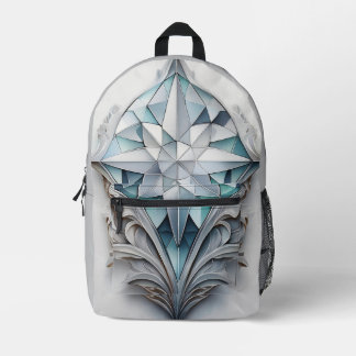 Blue geometric decorative cross printed backpack