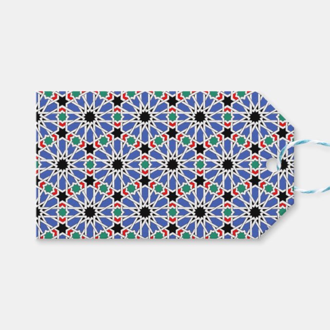 Blue Geometric Design Gift Tags (Front (Horizontal))