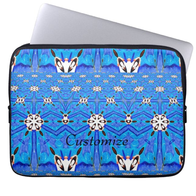 Blue geometric design Thunder_Cove Laptop Sleeve (Front)