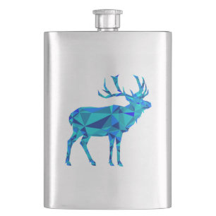 Blue Geometric Elk Hip Flask