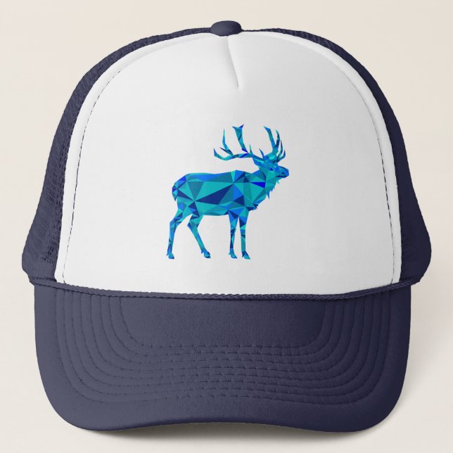 Blue Geometric Elk Trucker Hat (Front)