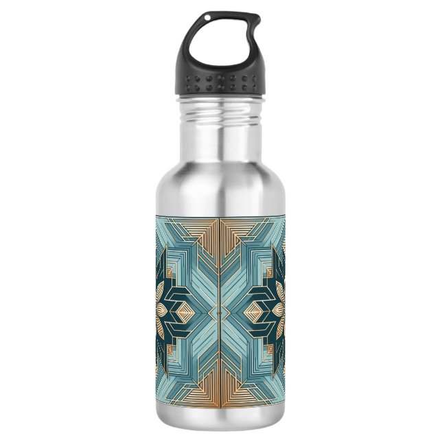 Blue Geometric Floral Mandala  532 Ml Water Bottle (Front)