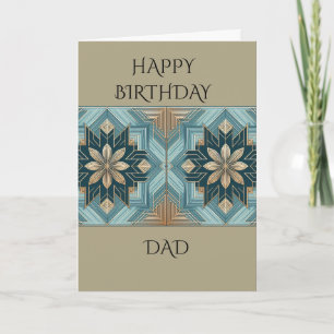Blue Geometric Floral Mandala  Card