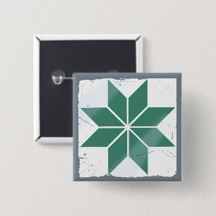 Blue Geometric Flower Spanish Tile Board Game 15 Cm Square Badge