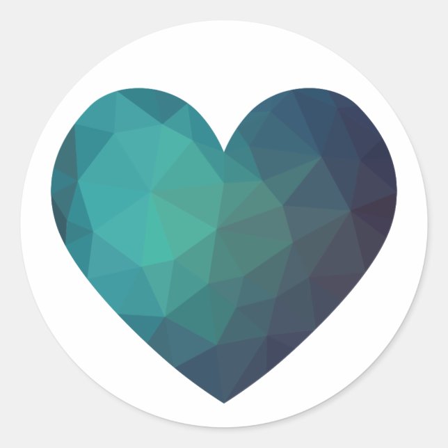 Blue geometric hi-tech broken heart classic round sticker (Front)