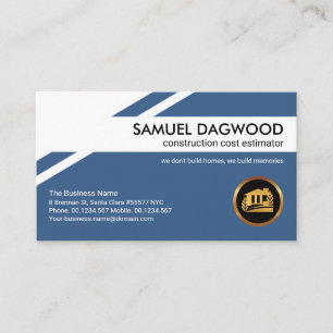 Blue Geometric Layer Gold Building Cost Estimator Business Card