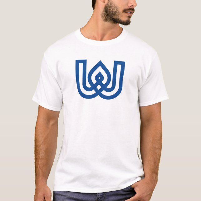 Blue Geometric Letter W Monogram T-Shirt (Front)