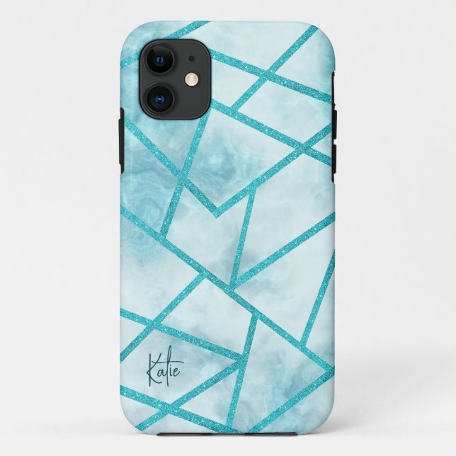 Blue Geometric Marble iPhone Case (Back)