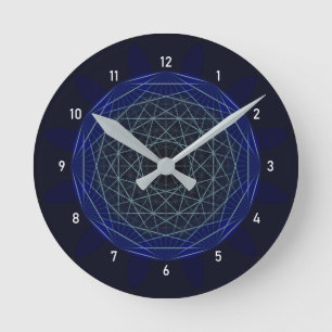 Blue Geometric Moirè Clock